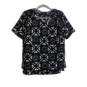 Madewell Industry Button-Back Top in Batik‎ Grid Sz XS